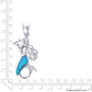 Mermaid Opal Blue Scale Tail Sterling Silver Pendant Hawaii