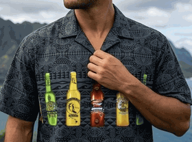 Mordern Beer Men's Hawaiian Camp Shirts 3964Black