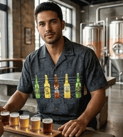 Mordern Beer Men's Hawaiian Camp Shirts 3964Black Mordern Beer Men's Hawaiian Camp Shirts 3964Black