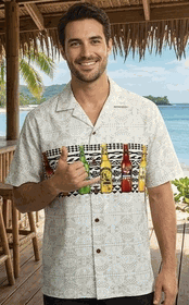 Mordern Beer Men's Hawaiian Camp Shirts 3964Cream Mordern Beer Men's Hawaiian Camp Shirts 3964Cream