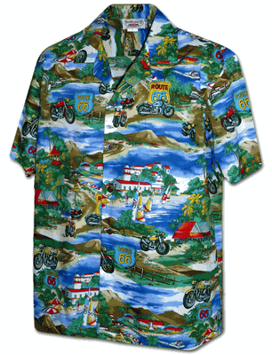 Motorcycle Touring on Route 66 Men's Shirts 3914Blue