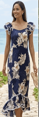 Mumu Navy The Luau Hawaiian Dress Clothing
