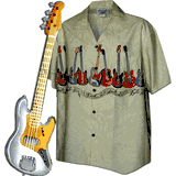 Musical Guitars Tropical Men's Khaki Camp Shirts