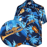 Musical Instruments Hawaiian Men's Shirt Navy