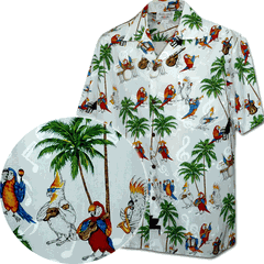 Musical Parrots Men's Tropical Shirt 3926White