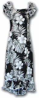 Muumuu Clothing Hibiscus Blossom Black Tropical Hawaiian Wear Muumuu Clothing Hibiscus Blossom Black Tropical Hawaiian Wear