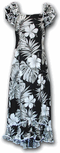 Muumuu Clothing Hibiscus Blossom Black Tropical Hawaiian Wear Muumuu Clothing Hibiscus Blossom Black Tropical Hawaiian Wear