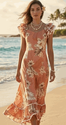 Muumuu Dresses Peach The Luau Hawaiian fashion