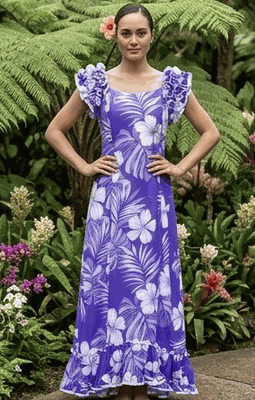 MuuMuu Hibiscus Blossom Purple Aloha Wear