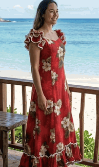 Muumuu Hibiscus Island Red Hawaiian Dress Muumuu Hibiscus Island Red Hawaiian Dress