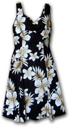 Native Hibiscus Black Hawaii Sundress
