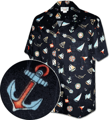 Nautical Channel Pacific Legend Mens Tropical Shirt Black