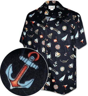 Nautical Channel Pacific Legend Mens Tropical Shirt Black