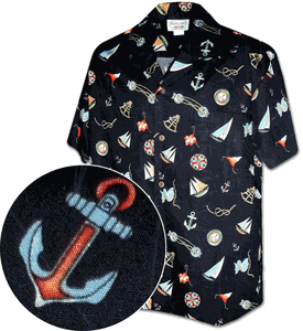Nautical Channel Pacific Legend Mens Tropical Shirt Black