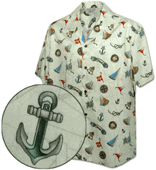 Nautical Channel Pacific Legend Mens Tropical Shirt Ivory