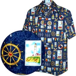 Nautical Themed Pacific Legend Men's Shirts Navy