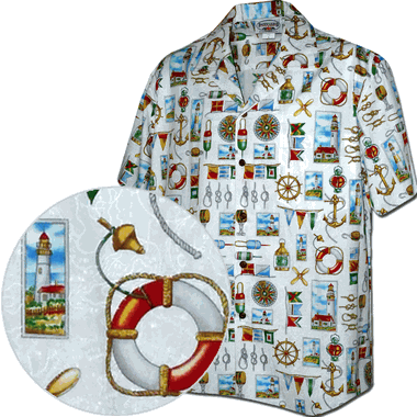 Nautical Themed Pacific Legend Men's Shirts White