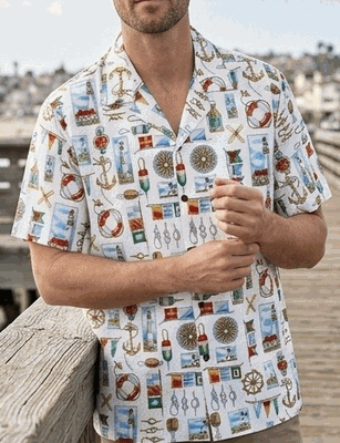 Nautical Themed Pacific Legend Men's Shirts White