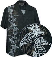 Oceanarium Panel Tropical Men's Shirt Charcoal