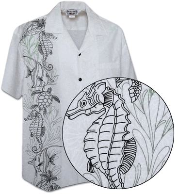 Oceanarium Panel Tropical Men's Shirt Snow