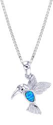 Opal Blue Body Sterling Silver Hummingbird Pendant Hawaii