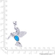 Opal Blue Body Sterling Silver Hummingbird Pendant Hawaii