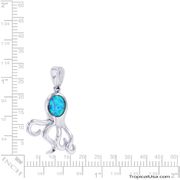Opal Blue Head Sterling Silver Octopus Baby Pendant Hawaii
