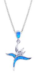 Opal Blue Sterling Silver Bird of Paradise Pendant Hawaii