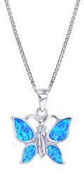 Opal Blue Sterling Silver Butterfly Classic Pendant Hawaii