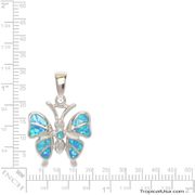 Opal Blue Sterling Silver Butterfly Jewel Pendant