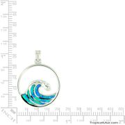 Opal Blue Sterling Silver Circle Wave Pendant Hawaii