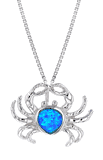Opal Blue Sterling Silver Crab Classic Pendant Hawaii