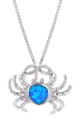Opal Blue Sterling Silver Crab Classic Pendant Hawaii