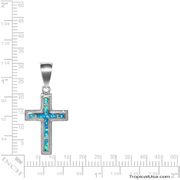 Opal Blue Sterling Silver Cross Straight Pendant Hawaii