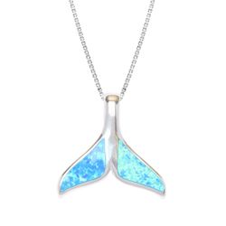 Opal Blue Sterling Silver Dolphin Tail Pendant Hawaii