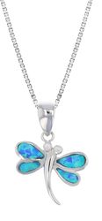 Opal Blue Sterling Silver Dragonfly Classic Pendant Hawaii