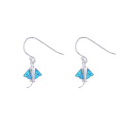 Opal Blue Sterling Silver Earrings Stingray Baby