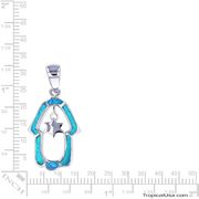 Opal Blue Sterling Silver Hamsa Star of Fatima Jewish Pendant