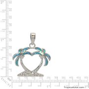 Opal Blue Sterling Silver Heart Palm Pendant Hawaii