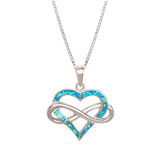 Opal Blue Sterling Silver Infinity Heart Pendant