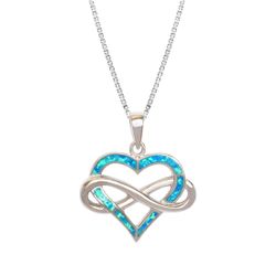 Opal Blue Sterling Silver Infinity Heart Pendant