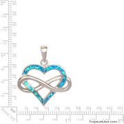 Opal Blue Sterling Silver Infinity Heart Pendant