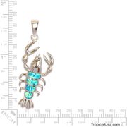 Opal Blue Sterling Silver Lobster Sea Pendant Hawaii