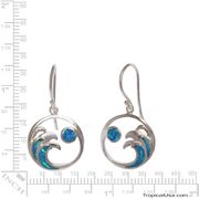 Opal Blue Sterling Silver Moon Full Tide Dangling Earrings Hawaii