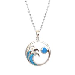 Opal Blue Sterling Silver Moon Full Tide Pendant Hawaii