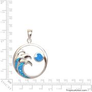 Opal Blue Sterling Silver Moon Full Tide Pendant Hawaii