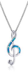 Opal Blue Sterling Silver Music Clef Pendant Hawaii