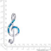 Opal Blue Sterling Silver Music Clef Pendant Hawaii