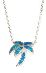 Opal Blue Sterling Silver Palm Tree Electric Pendant Hawaii