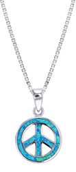 Opal Blue Sterling Silver Peace Sign Pendant Hawaii